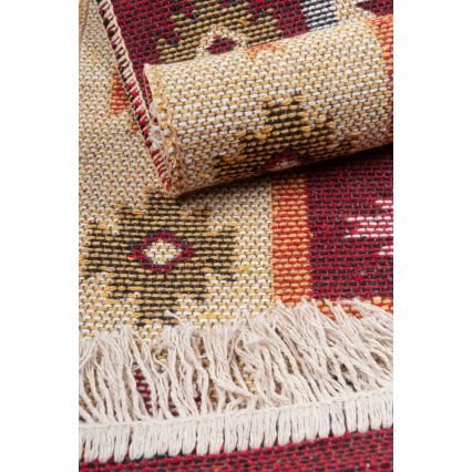Covor Kilim oriental reversibil 80 x 150 cm, roșu/bej