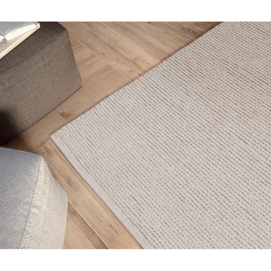 Covor natural FIR WOOL, 160x230 cm, 2600 g/m2, crem
