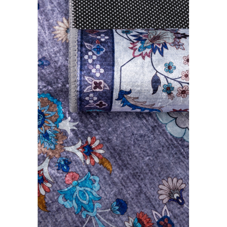 Covor oriental antiderapant PRINT SHINE, 70 x 140 cm, albastru