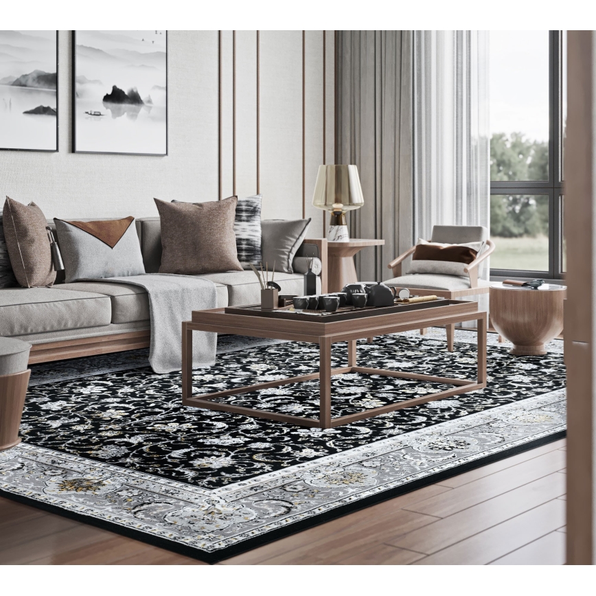 Covor oriental GRECE 120x170 cm 2150 g/m2 negru/gri/alb