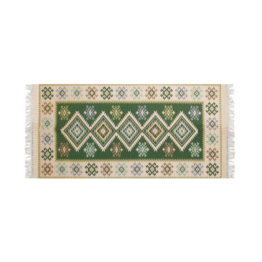 Covor oriental reversibil KILIM 80 x 150 cm, verde/bej
