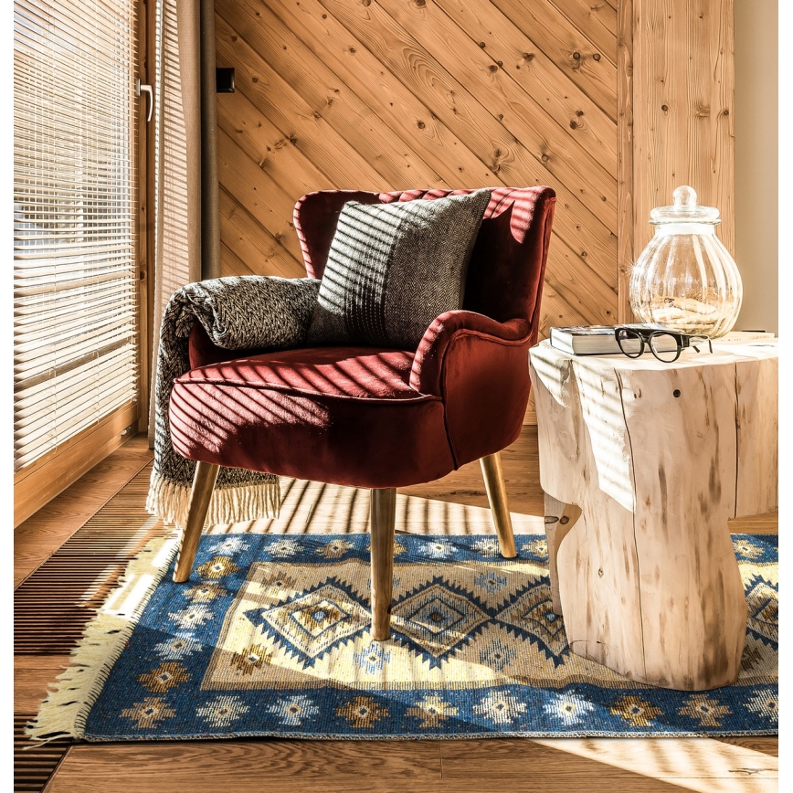 Covor oriental reversibil KILIM 80x150 cm albastru/bej
