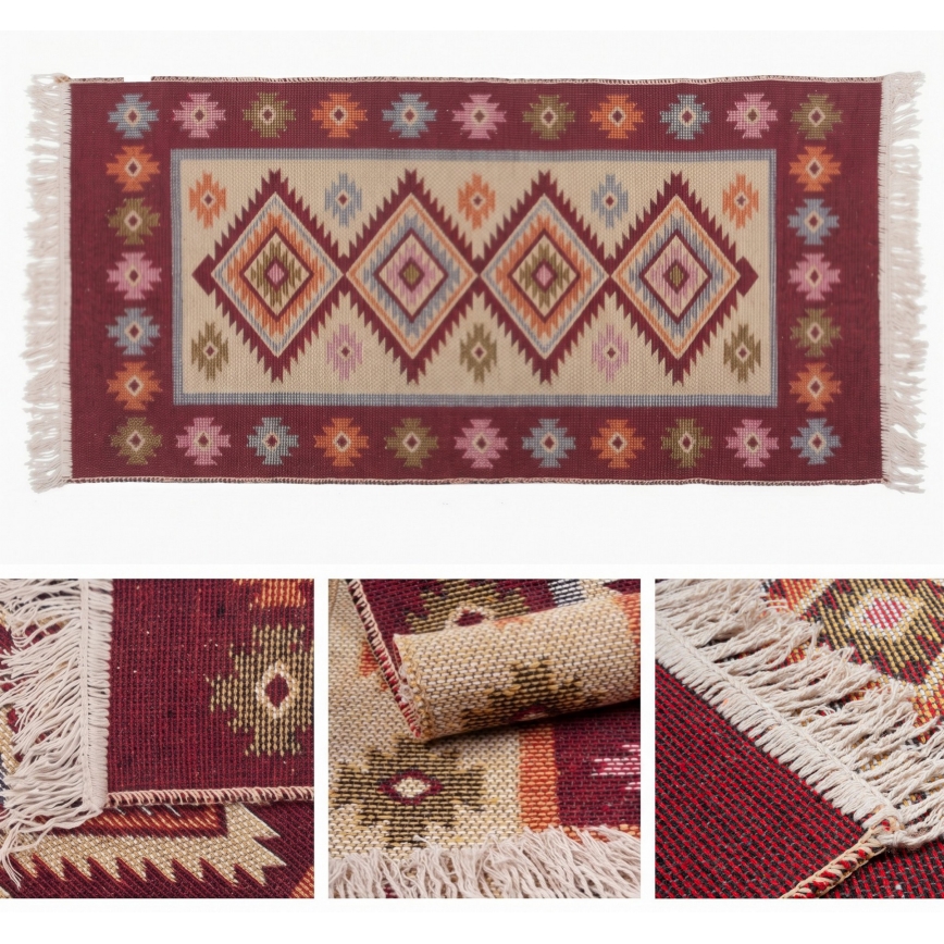 Covor oriental reversibil KILIM 80x150 cm roșu/bej