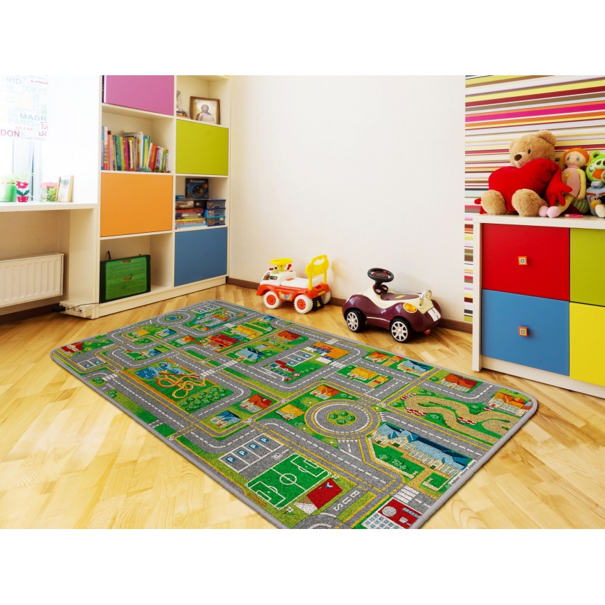 Covor pentru copii PLAYTOWN 120 x 170 cm, multicolor — design oraș