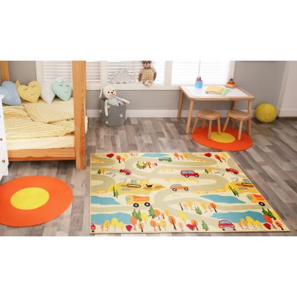 Covor pentru copii STELLA STREETS 100 x 150 cm, bej/oraș