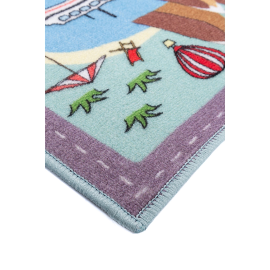 Covor pentru copii STELLA STREETS 100x150 cm turcoaz/oraș