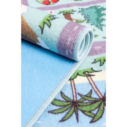Covor pentru copii STELLA STREETS 100x150 cm turcoaz/oraș