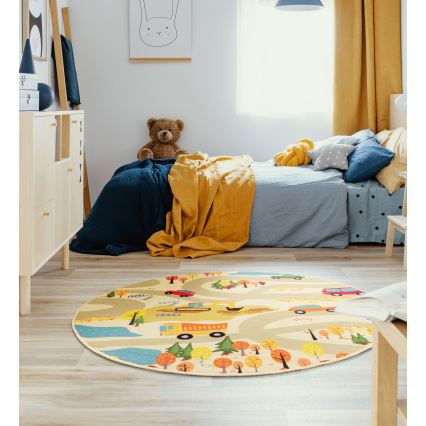 Covor pentru copii STELLA STREETS 120 cm bej/oraș