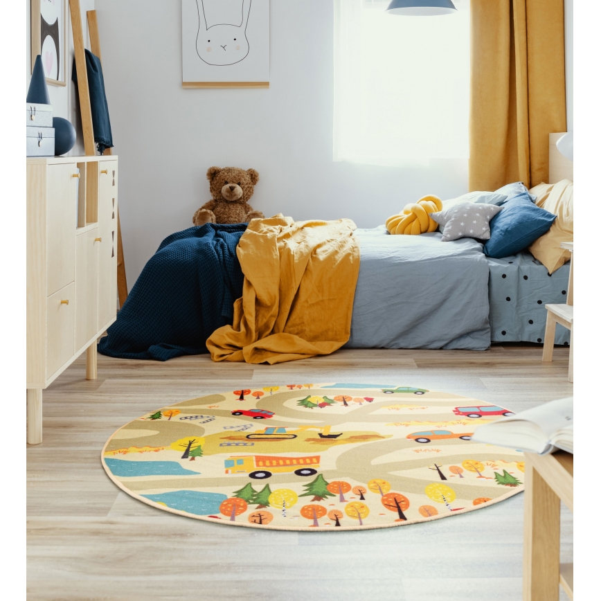 Covor pentru copii STELLA STREETS 120 cm bej/oraș