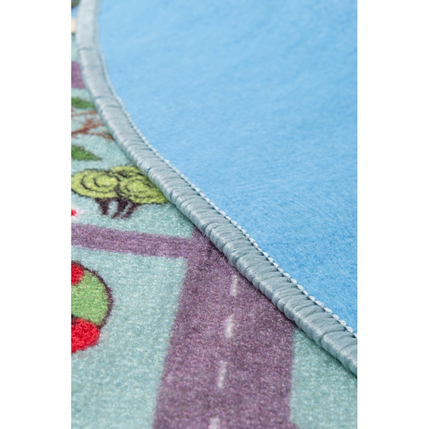 Covor pentru copii STELLA STREETS, 120 cm, turcoaz/orășel