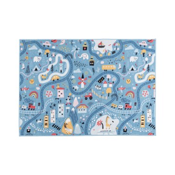 Covor pentru copii STELLA STREETS 120x170 cm, albastru cu model oraș