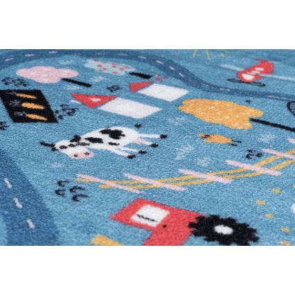 Covor pentru copii STELLA STREETS, 80 x 100 cm, albastru – model oraș