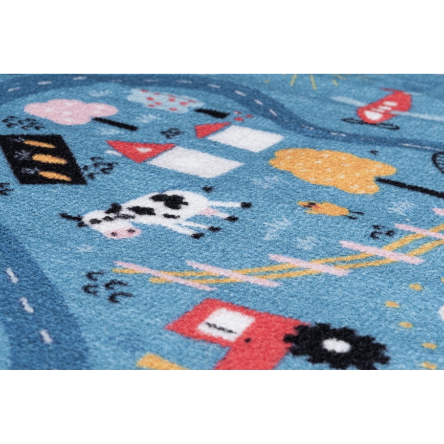 Covor pentru copii STELLA STREETS, 80 x 100 cm, albastru – model oraș
