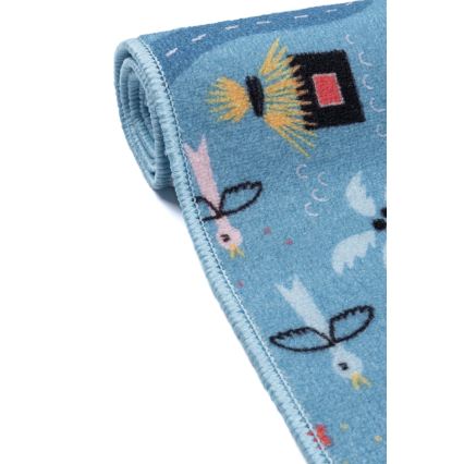 Covor pentru copii STELLA STREETS, 80 x 100 cm, albastru – model oraș