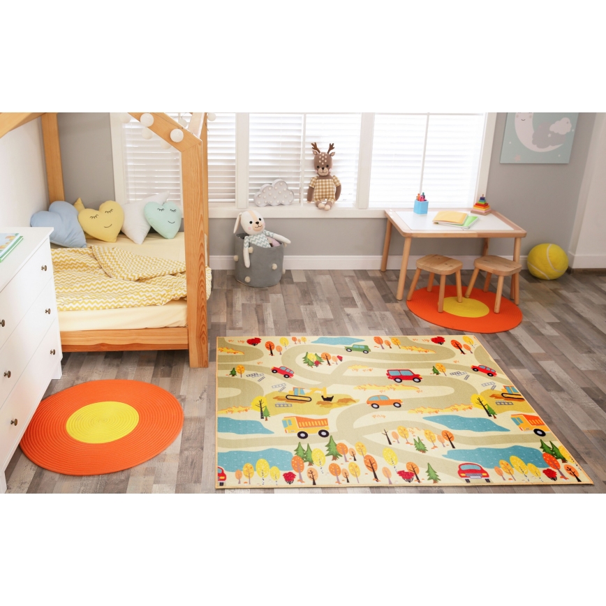 Covor pentru copii STELLA STREETS 80 x 100 cm, bej / model oraș