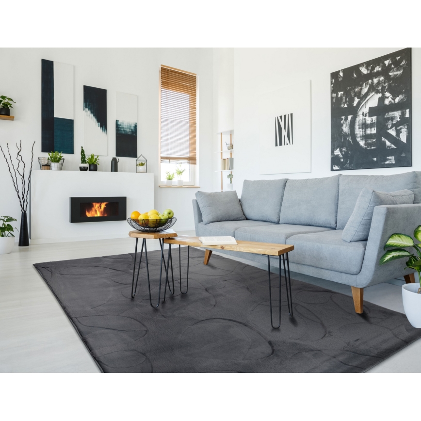 Covor RABBIT 3D, 80 x 150 cm, antracit