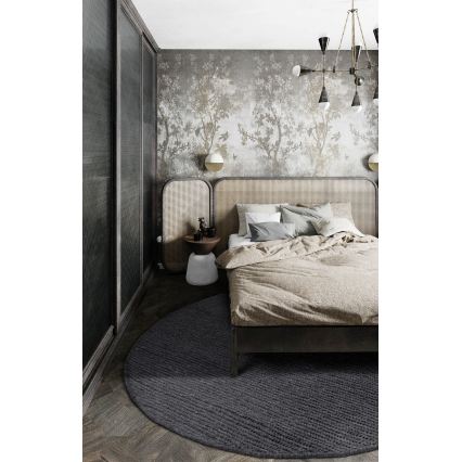Covor rotund natural FIR WOOL, 160 cm, 2600 g/m2, antracit