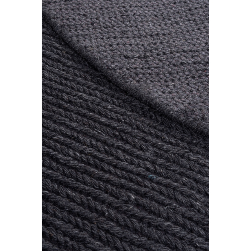 Covor rotund natural FIR WOOL, 160 cm, 2600 g/m2, antracit