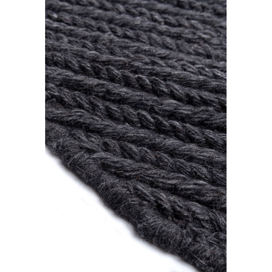 Covor rotund natural FIR WOOL, 160 cm, 2600 g/m2, antracit