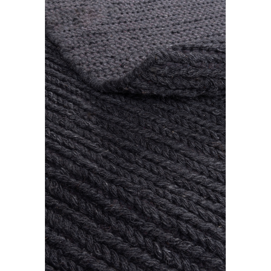 Covor rotund natural FIR WOOL, 160 cm, 2600 g/m2, antracit