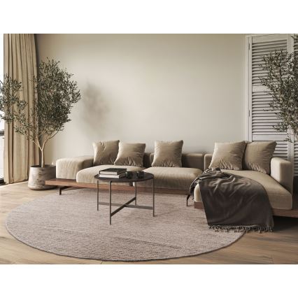 Covor rotund natural FIR WOOL, 160 cm, 2600 g/m2, bej
