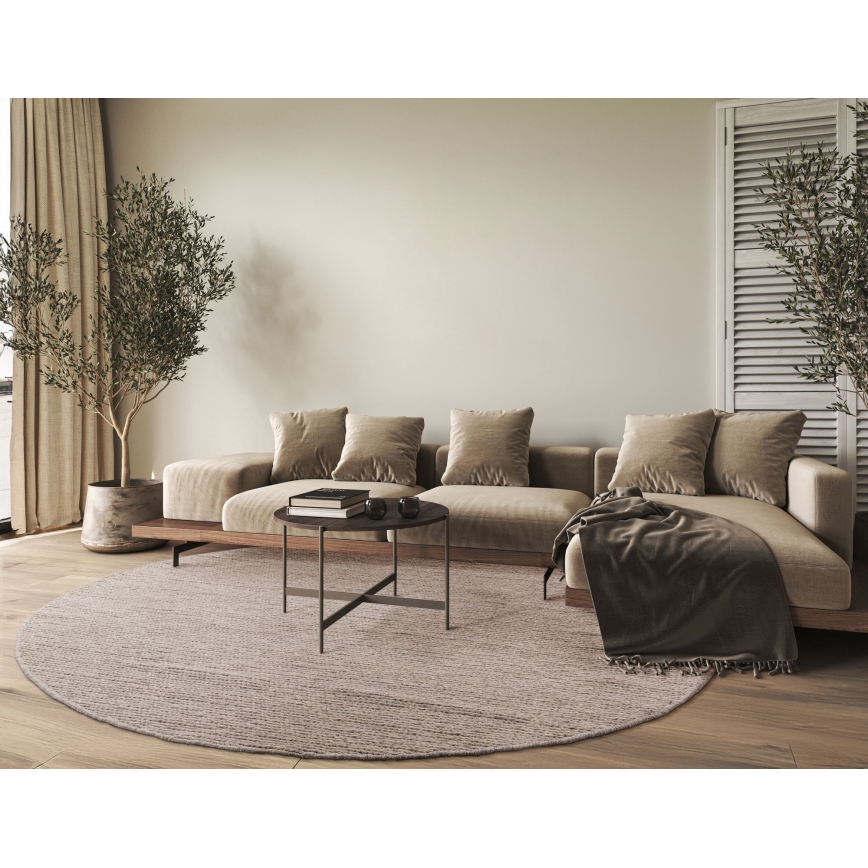 Covor rotund natural FIR WOOL, 160 cm, 2600 g/m2, bej
