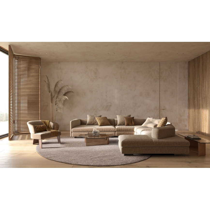Covor rotund natural FIR WOOL, 160 cm, 2600 g/m2, bej