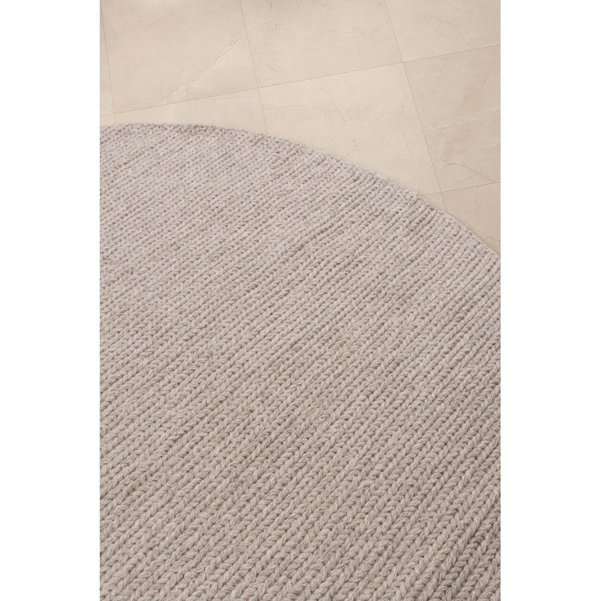Covor rotund natural FIR WOOL, 160 cm, 2600 g/m2, bej