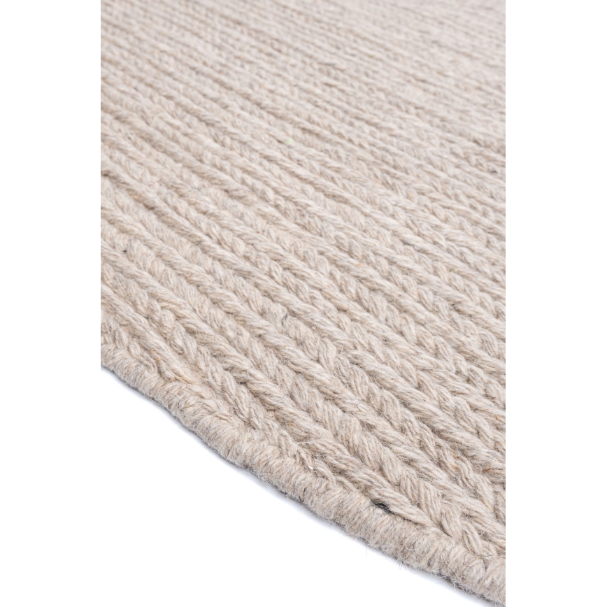 Covor rotund natural FIR WOOL, 160 cm, 2600 g/m2, bej