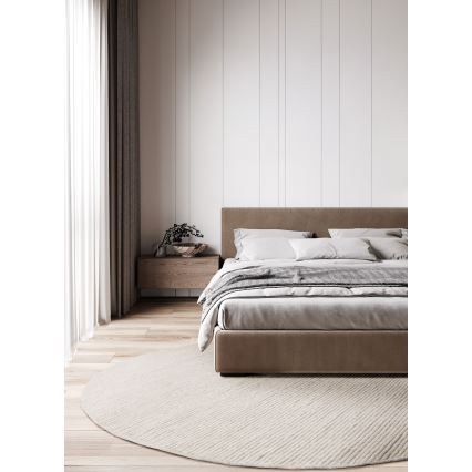 Covor rotund natural FIR WOOL, 160 cm, 2600 g/m², crem