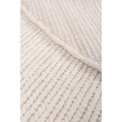 Covor rotund natural FIR WOOL, 160 cm, 2600 g/m², crem