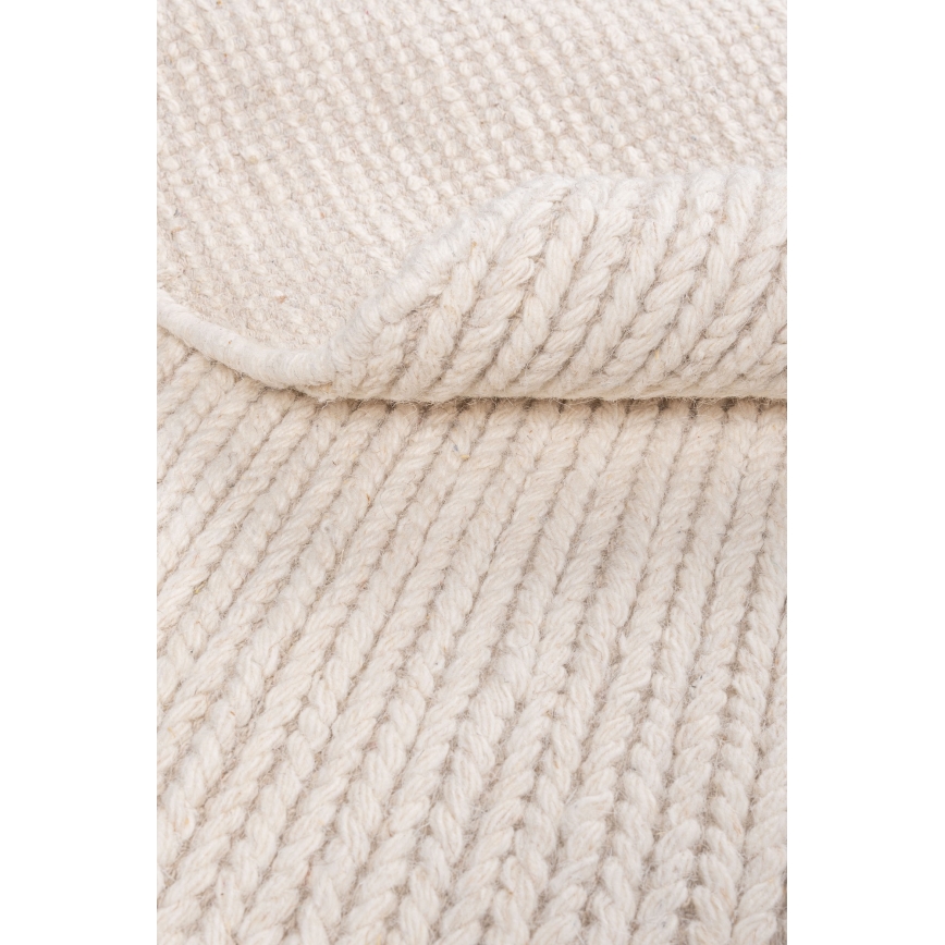 Covor rotund natural FIR WOOL, 160 cm, 2600 g/m², crem