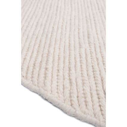 Covor rotund natural FIR WOOL, 160 cm, 2600 g/m², crem