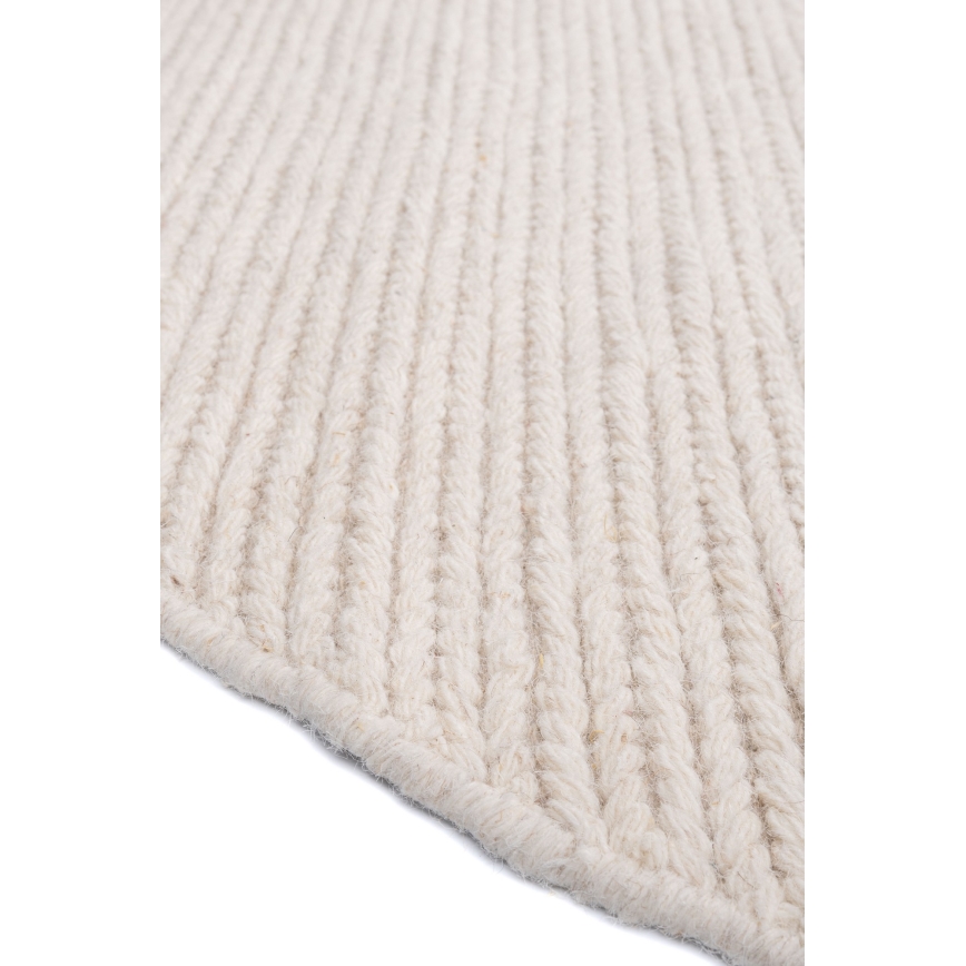 Covor rotund natural FIR WOOL, 160 cm, 2600 g/m², crem