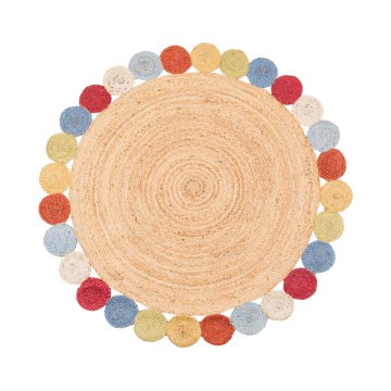 Covor rotund natural JUTA 120 cm, multicolor
