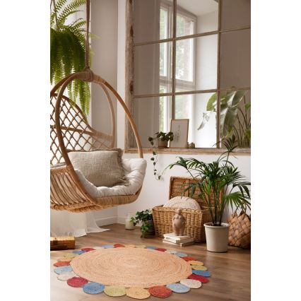 Covor rotund natural JUTA 120 cm, multicolor