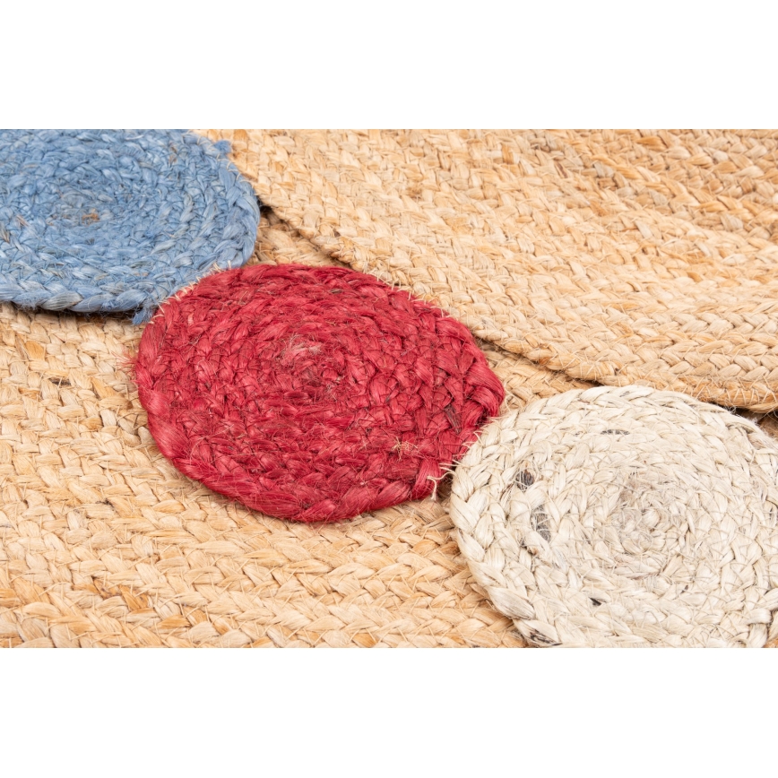Covor rotund natural JUTA 120 cm, multicolor
