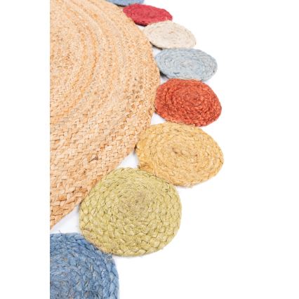 Covor rotund natural JUTA 120 cm, multicolor