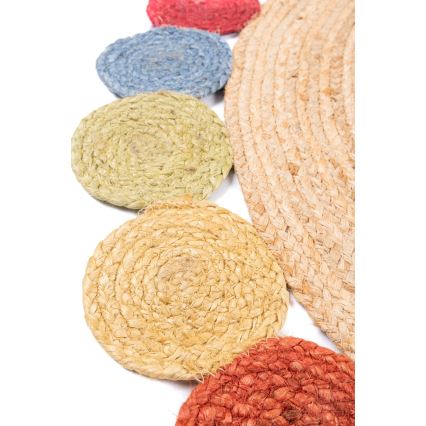 Covor rotund natural JUTA 120 cm, multicolor
