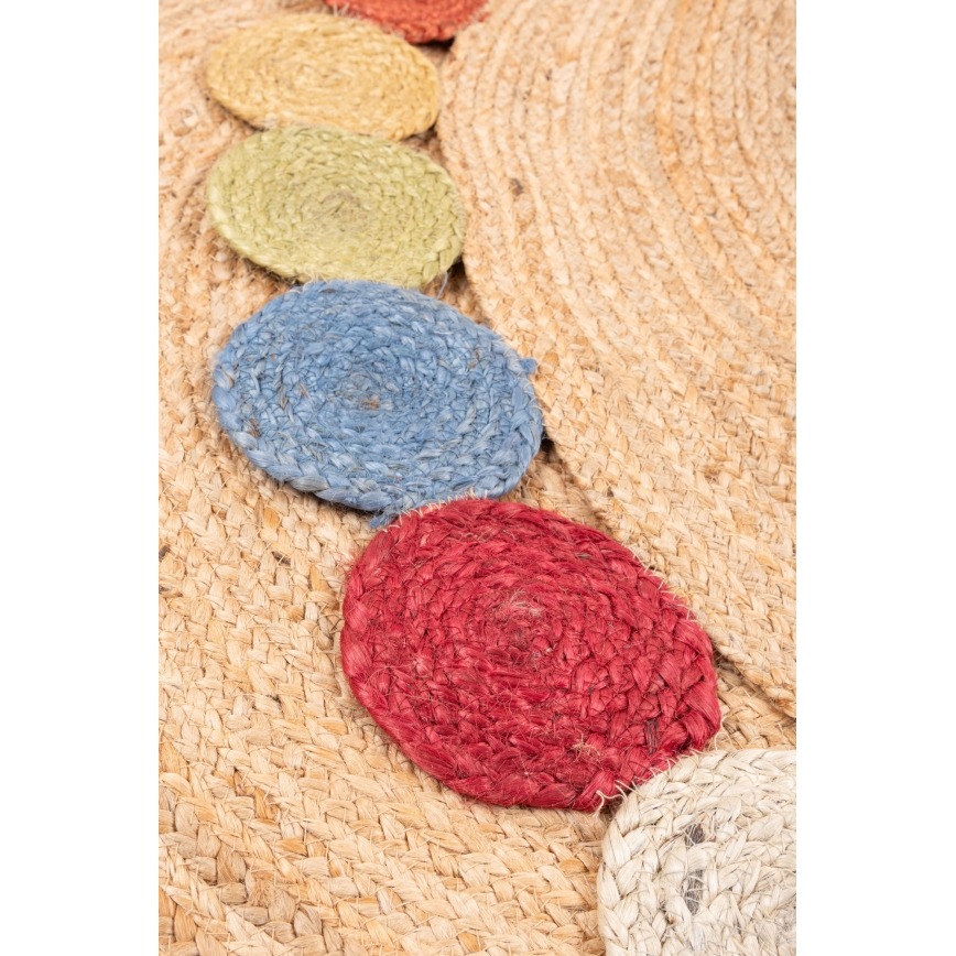 Covor rotund natural JUTA 120 cm, multicolor