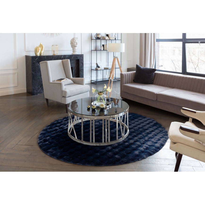 Covor rotund RABBIT BUBBLE, 160 cm, albastru