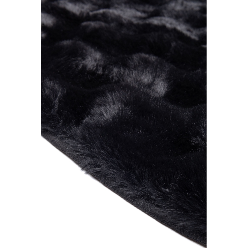 Covor rotund RABBIT BUBBLE, 160 cm, negru