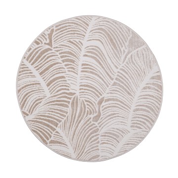 Covor rotund SALAMANCA 100 cm bej/alb/model cu frunze