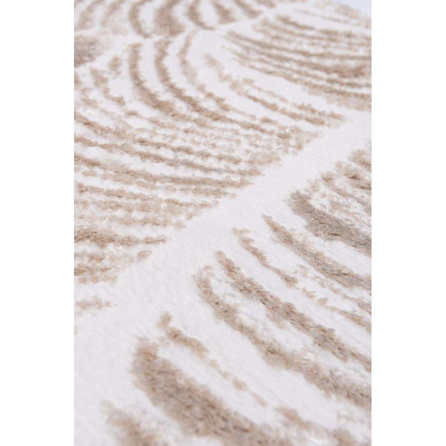 Covor rotund SALAMANCA 100 cm bej/alb/model cu frunze