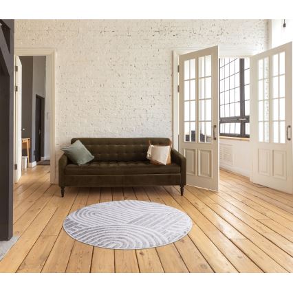 Covor rotund SALAMANCA 100 cm gri/alb