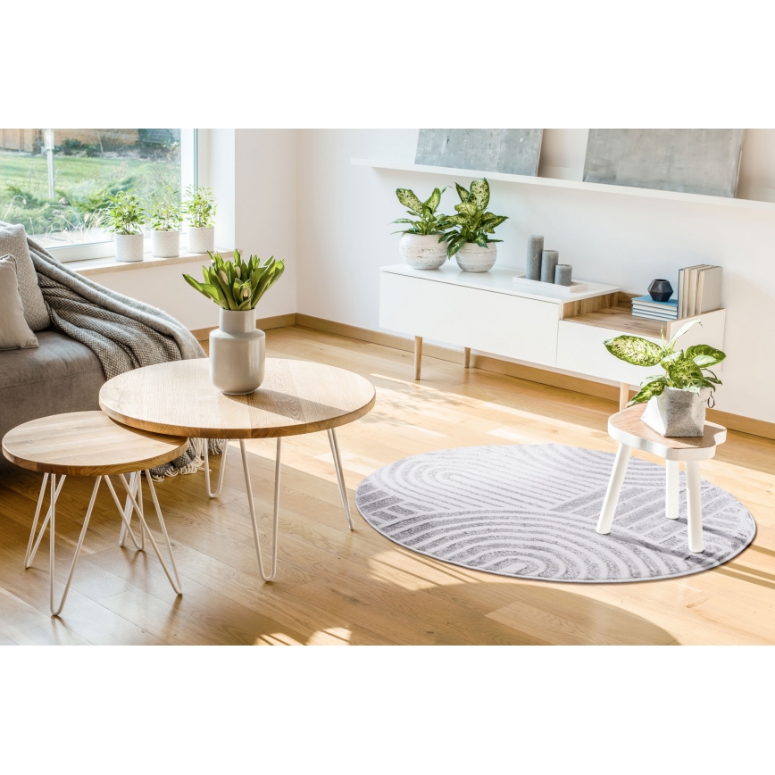 Covor rotund SALAMANCA 100 cm gri/alb