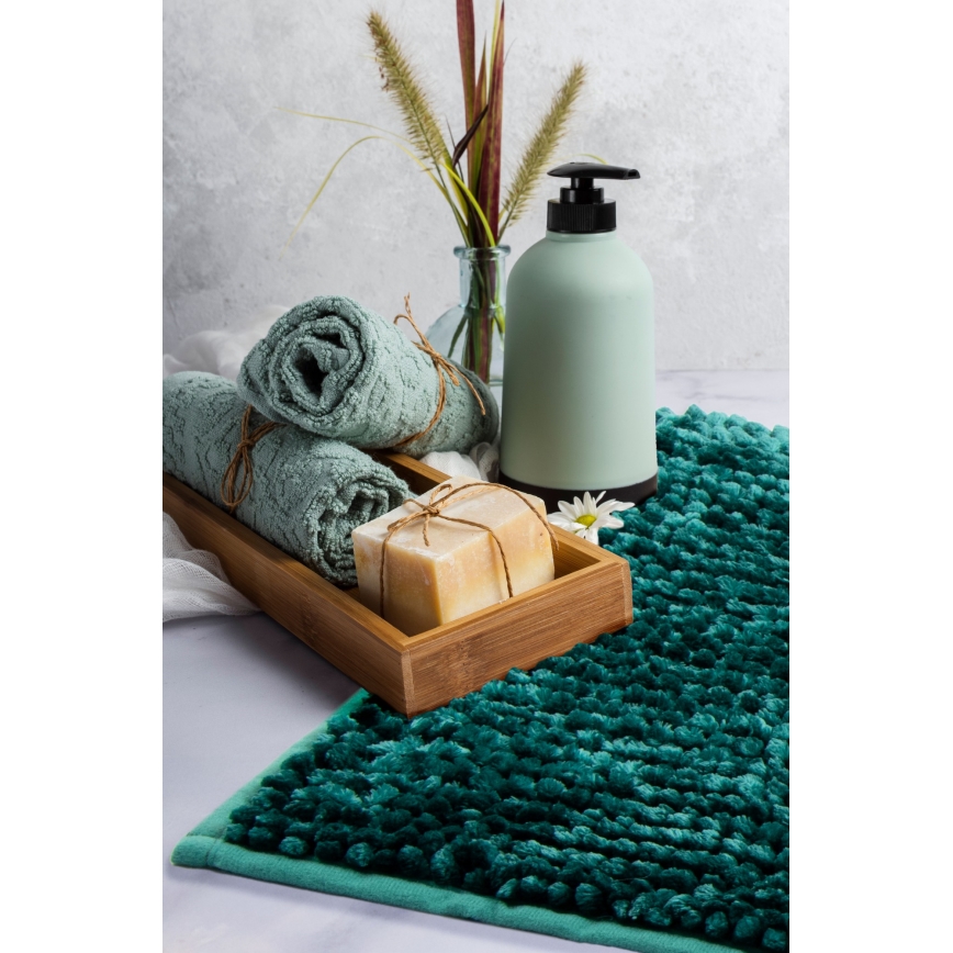 Covoraș de baie antiderapant CHENILLE 50 x 80 cm turcoaz