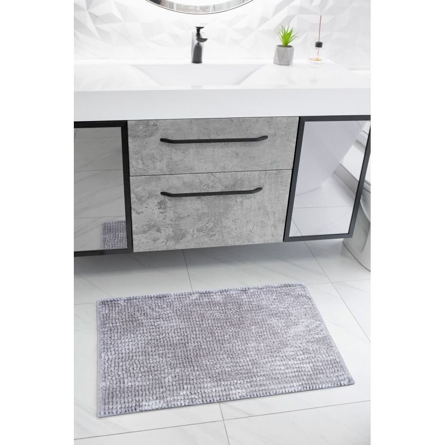 Covoraș de baie antiderapant CHENILLE 50x80 cm gri