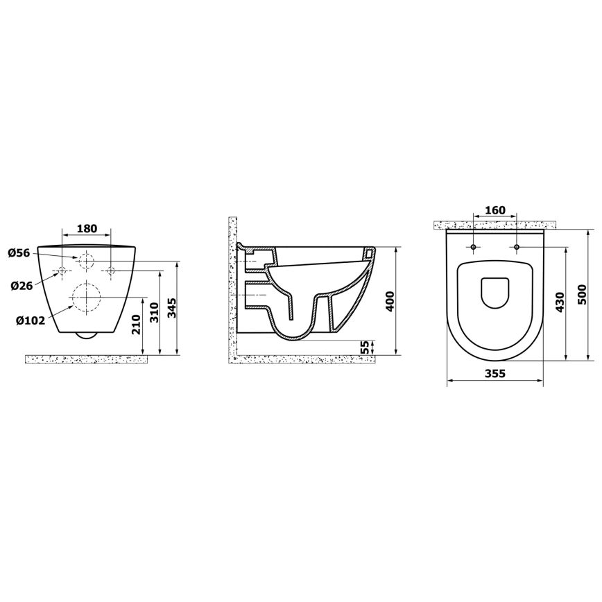 Creavit - Vas WC suspendat PAULA, ceramică, alb