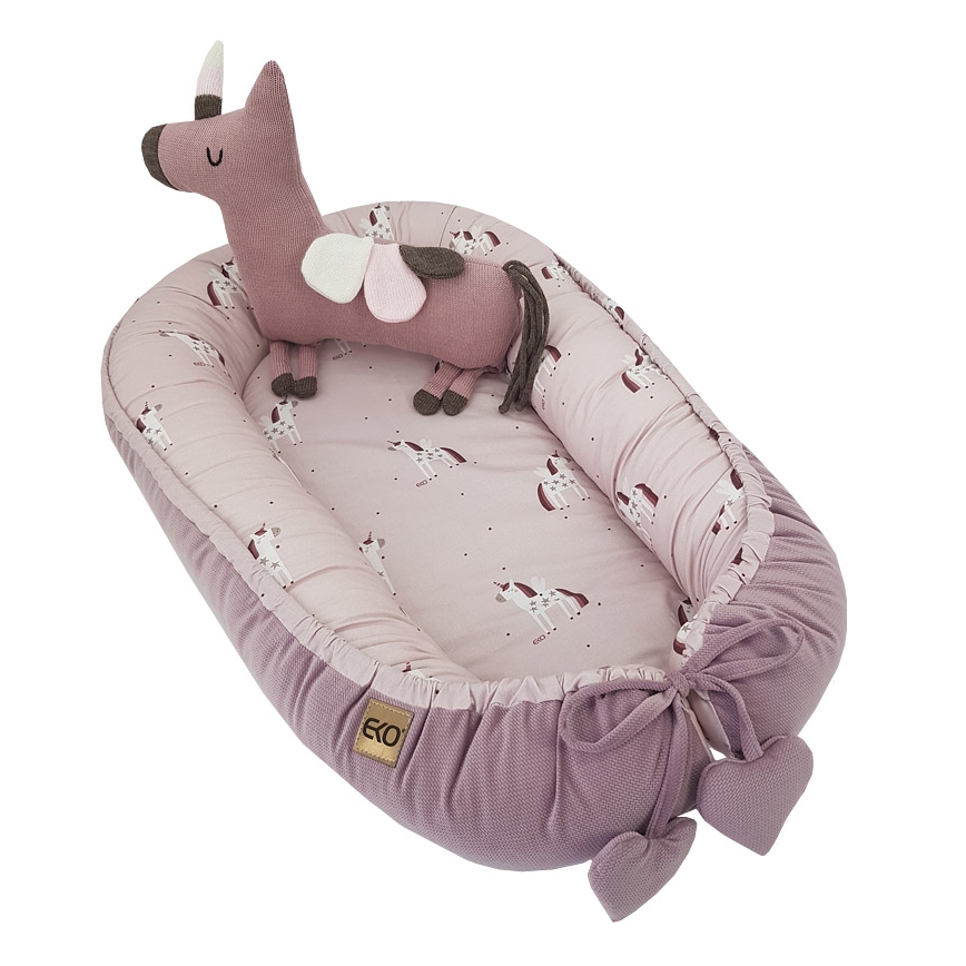 Cuib din bumbac pentru bebeluș UNICORN 90x60 cm EKO